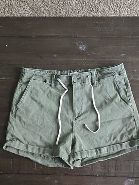 PAIGE Olive Green High-Waist Drawstring Shorts